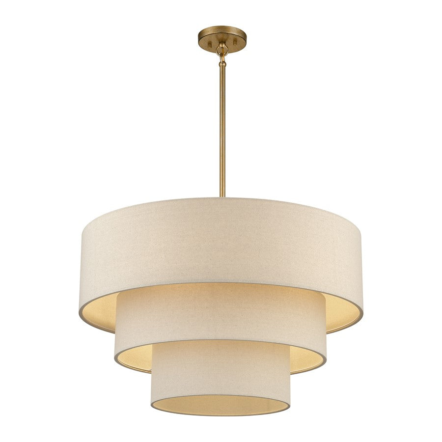 Livex Bellingham 5Lt 28" Pendant Chandelier, Gold/Parchment Hardback