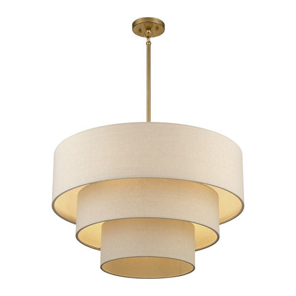 Livex Bellingham 5Lt 28" Pendant Chandelier, Gold/Parchment Hardback