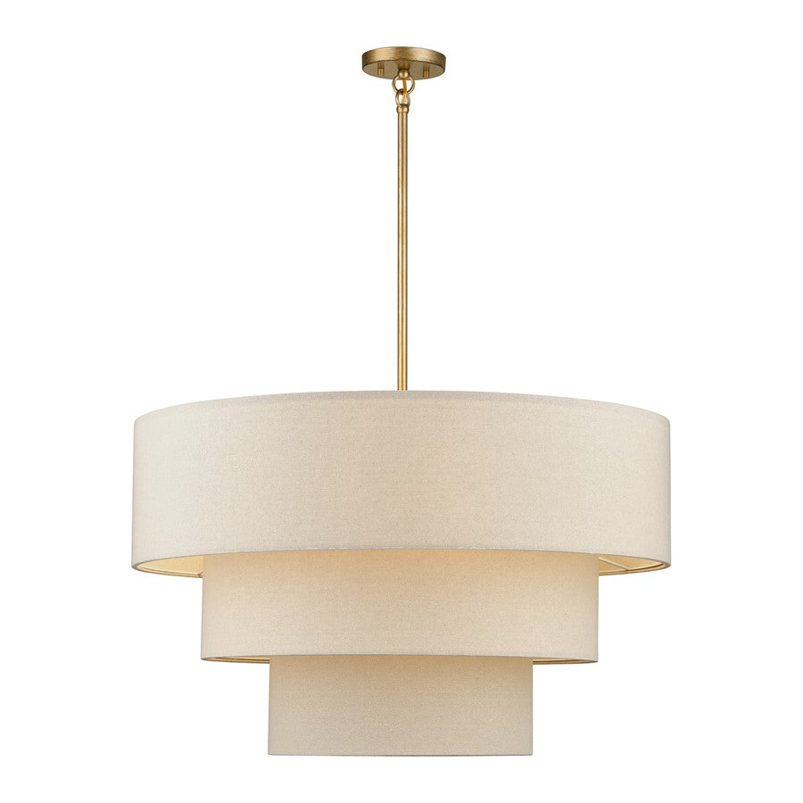 Livex Bellingham 8Lt 32" Pendant Chandelier, Gold/Parchment Hardback - 58879-48
