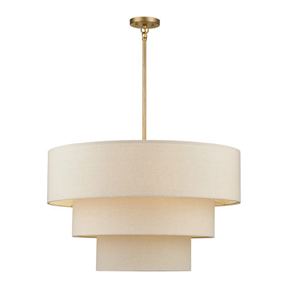 Livex Bellingham 8Lt 32" Pendant Chandelier, Gold/Parchment Hardback - 58879-48