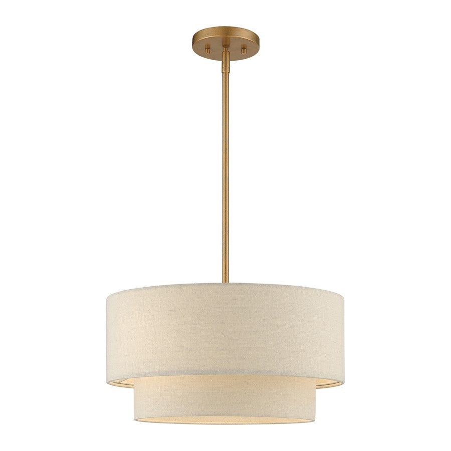 Livex Bellingham 3 Light Pendant Chandelier, Gold Leaf/Parchment