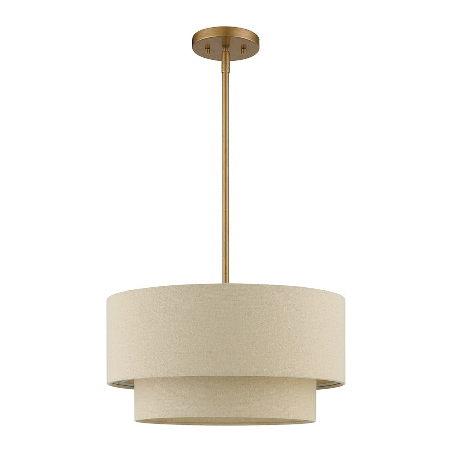 Livex Bellingham 3 Light Pendant Chandelier, Gold Leaf/Parchment