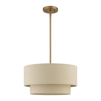 Livex Bellingham 3 Light Pendant Chandelier, Gold Leaf/Parchment