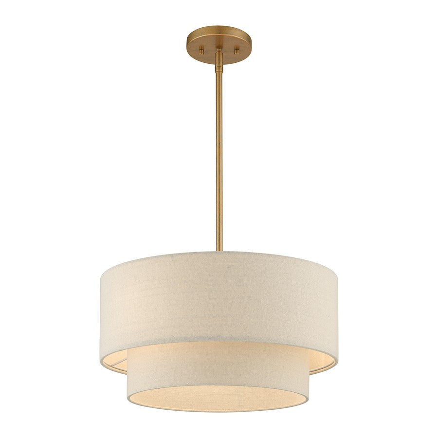 Livex Bellingham 3 Light Pendant Chandelier, Gold Leaf/Parchment