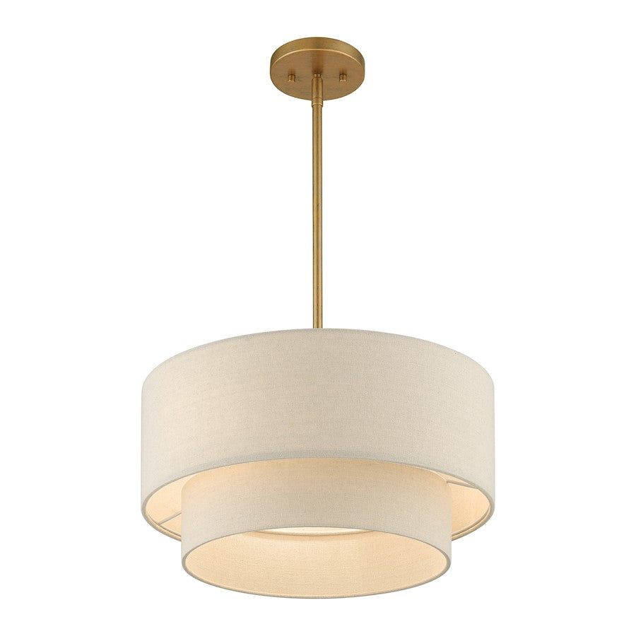 Livex Bellingham 3 Light Pendant Chandelier, Gold Leaf/Parchment