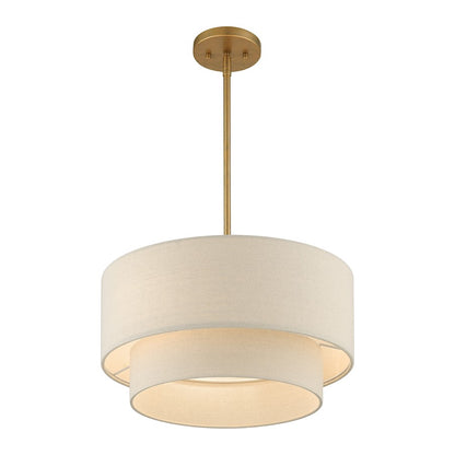 Livex Bellingham 3 Light Pendant Chandelier, Gold Leaf/Parchment