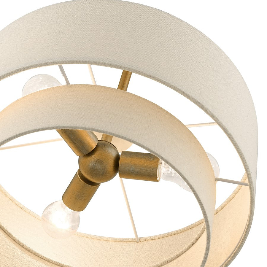 Livex Bellingham 3 Light Pendant Chandelier, Gold Leaf/Parchment