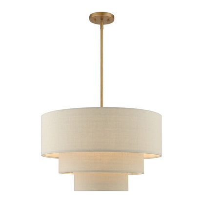 Livex Bellingham 4 Light Pendant Chandelier, Gold Leaf/Parchment
