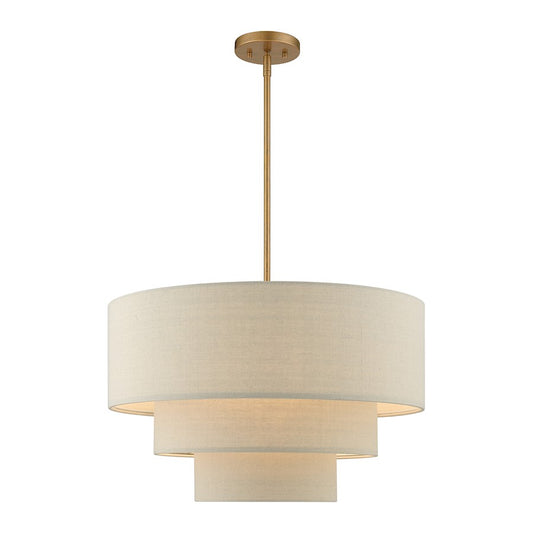 Livex Bellingham 4 Light Pendant Chandelier, Gold Leaf/Parchment
