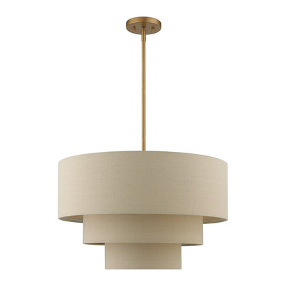 Livex Bellingham 4 Light Pendant Chandelier, Gold Leaf/Parchment