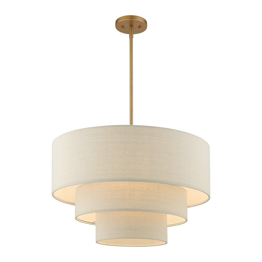 Livex Bellingham 4 Light Pendant Chandelier, Gold Leaf/Parchment