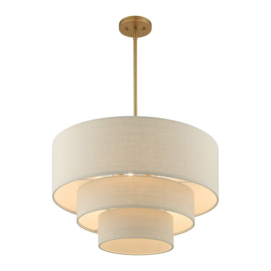 Livex Bellingham 4 Light Pendant Chandelier, Gold Leaf/Parchment