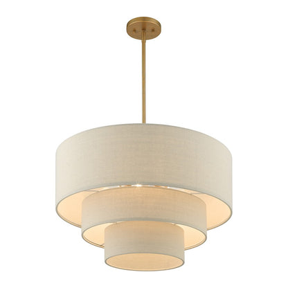 Livex Bellingham 4 Light Pendant Chandelier, Gold Leaf/Parchment