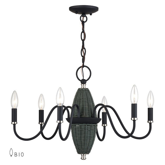 Livex Laurelin 6Lt 24" Chandelier, Black/Nickel/Charred Gray - 60002-04