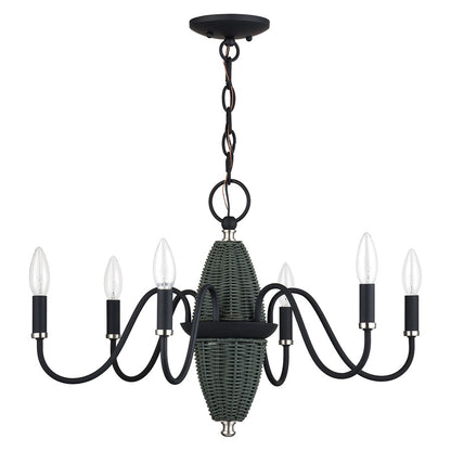 Livex Laurelin 6Lt 24" Chandelier, Black/Nickel/Charred Gray