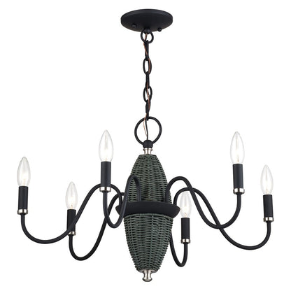 Livex Laurelin 6Lt 24" Chandelier, Black/Nickel/Charred Gray