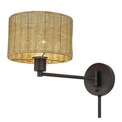 Livex Weavington 1Lt Swing Arm Wall Lamp, Bronze/Rustic Walnut