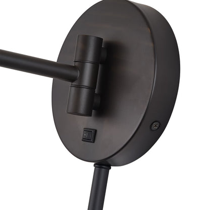 Livex Weavington 1Lt Swing Arm Wall Lamp, Bronze/Rustic Walnut