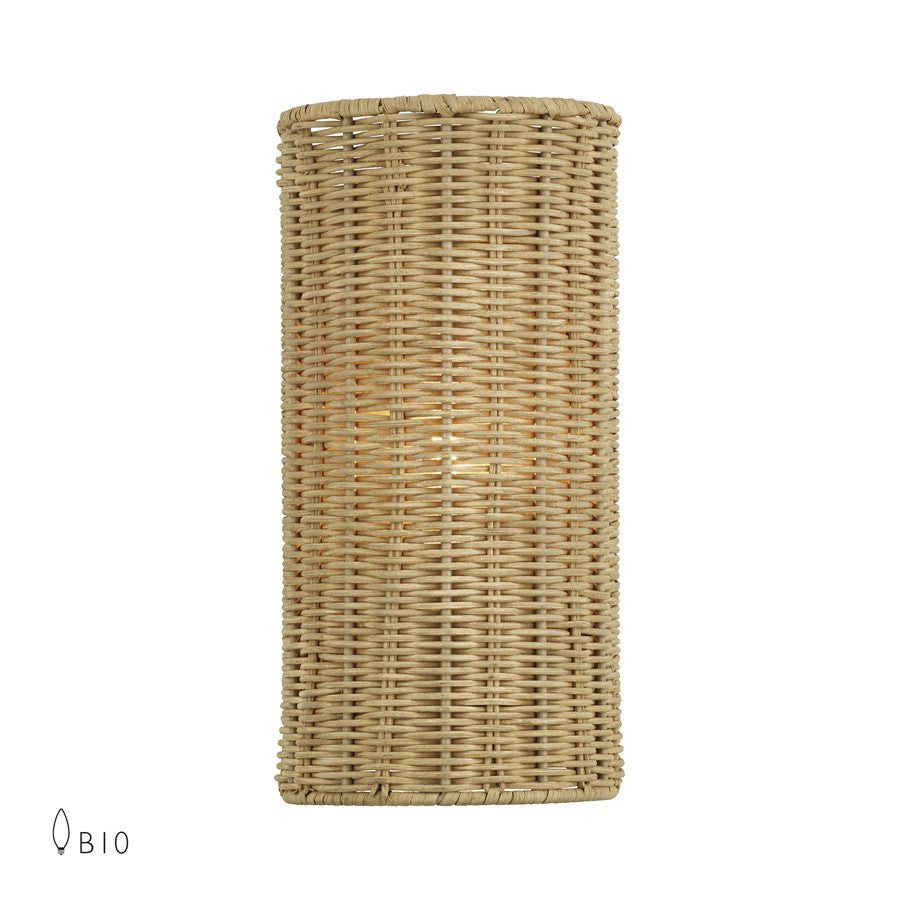 Livex Weavington 1Lt ADA Sconce, Gold/Hand-Woven Rustic Walnut - 60035-48