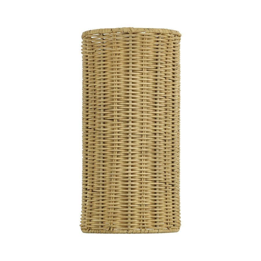 Livex Weavington 1Lt ADA Sconce, Gold/Hand-Woven Rustic Walnut