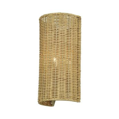 Livex Weavington 1Lt ADA Sconce, Gold/Hand-Woven Rustic Walnut