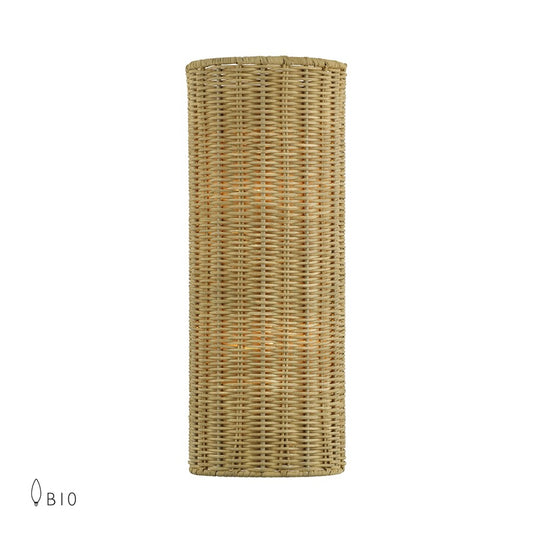 Livex Weavington 2Lt ADA 6" Sconce, Gold/Hand-Woven Rustic Walnut - 60036-48