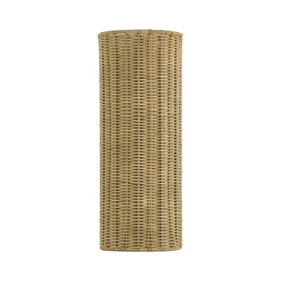 Livex Weavington 2Lt ADA 6" Sconce, Gold/Hand-Woven Rustic Walnut