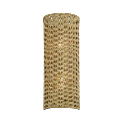 Livex Weavington 2Lt ADA 6" Sconce, Gold/Hand-Woven Rustic Walnut