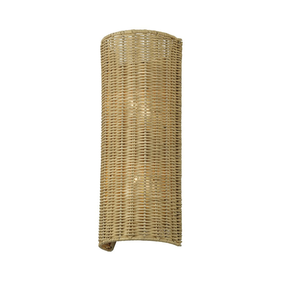Livex Weavington 2Lt ADA 6" Sconce, Gold/Hand-Woven Rustic Walnut