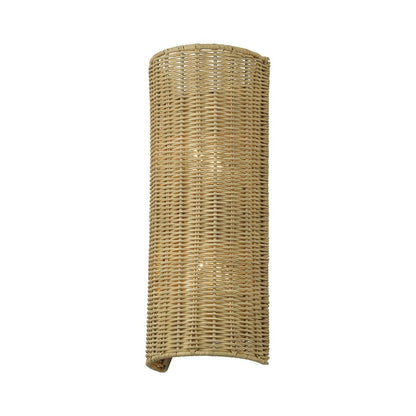 Livex Weavington 2Lt ADA 6" Sconce, Gold/Hand-Woven Rustic Walnut