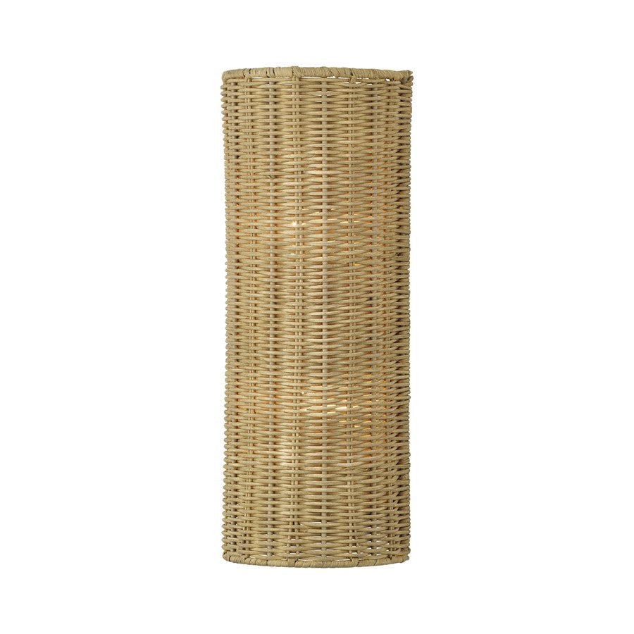 Livex Weavington 2Lt ADA 6" Sconce, Gold/Hand-Woven Rustic Walnut