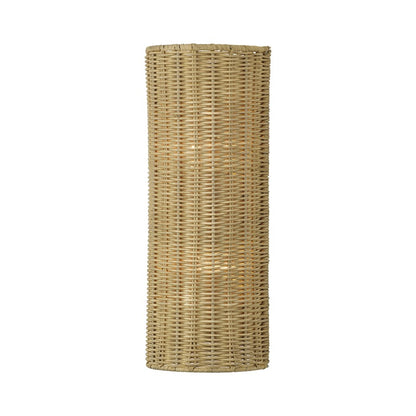 Livex Weavington 2Lt ADA 6" Sconce, Gold/Hand-Woven Rustic Walnut