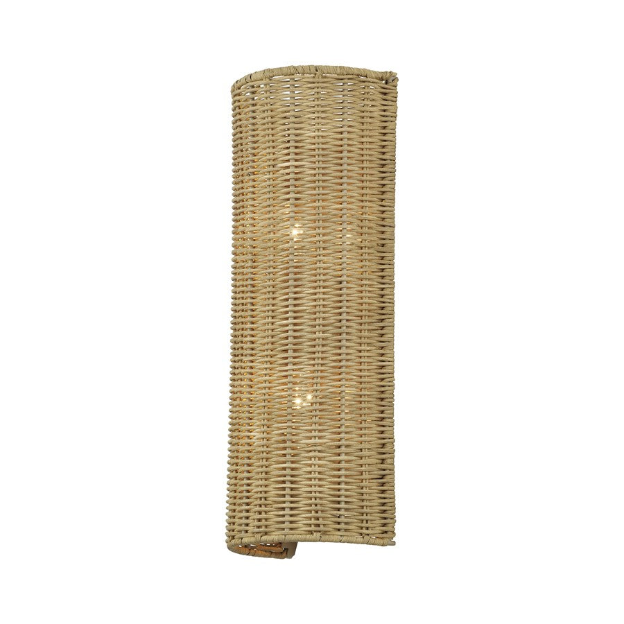 Livex Weavington 2Lt ADA 6" Sconce, Gold/Hand-Woven Rustic Walnut
