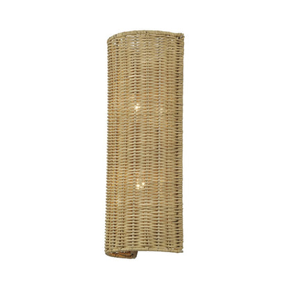 Livex Weavington 2Lt ADA 6" Sconce, Gold/Hand-Woven Rustic Walnut