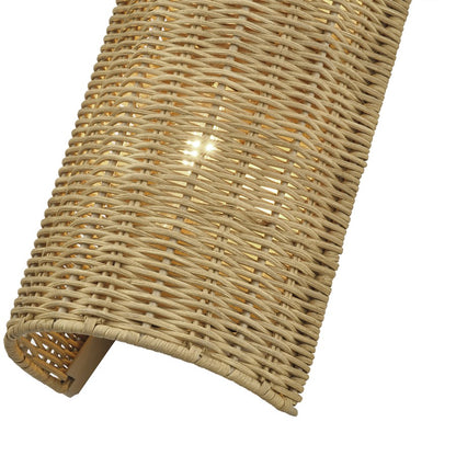 Livex Weavington 2Lt ADA 6" Sconce, Gold/Hand-Woven Rustic Walnut