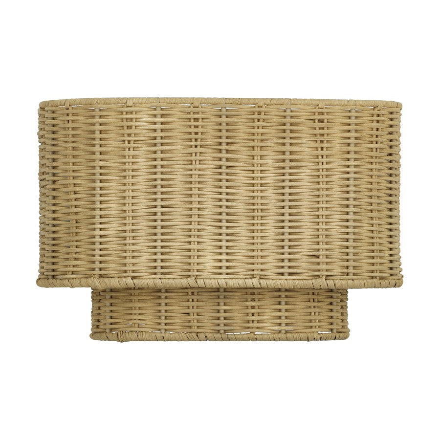 Livex Weavington 2Lt ADA 12" Sconce, Gold/Hand-Woven Rustic Walnut