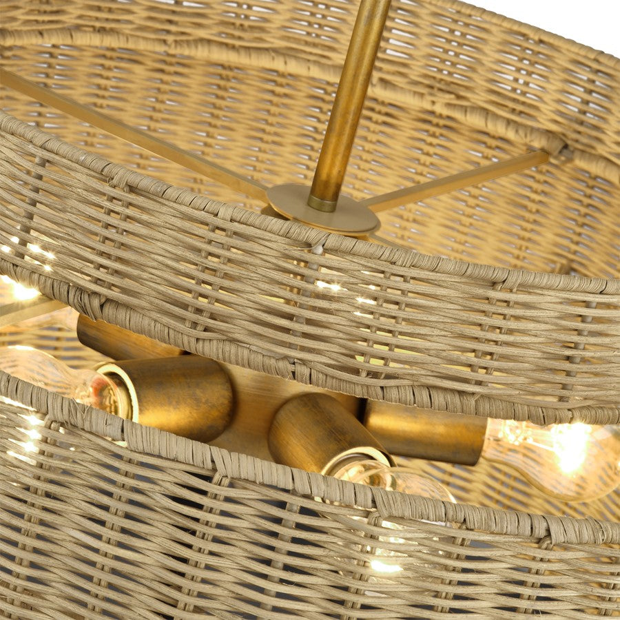 Livex Weavington 5Lt Pendant Chandelier, Gold/Rustic Walnut