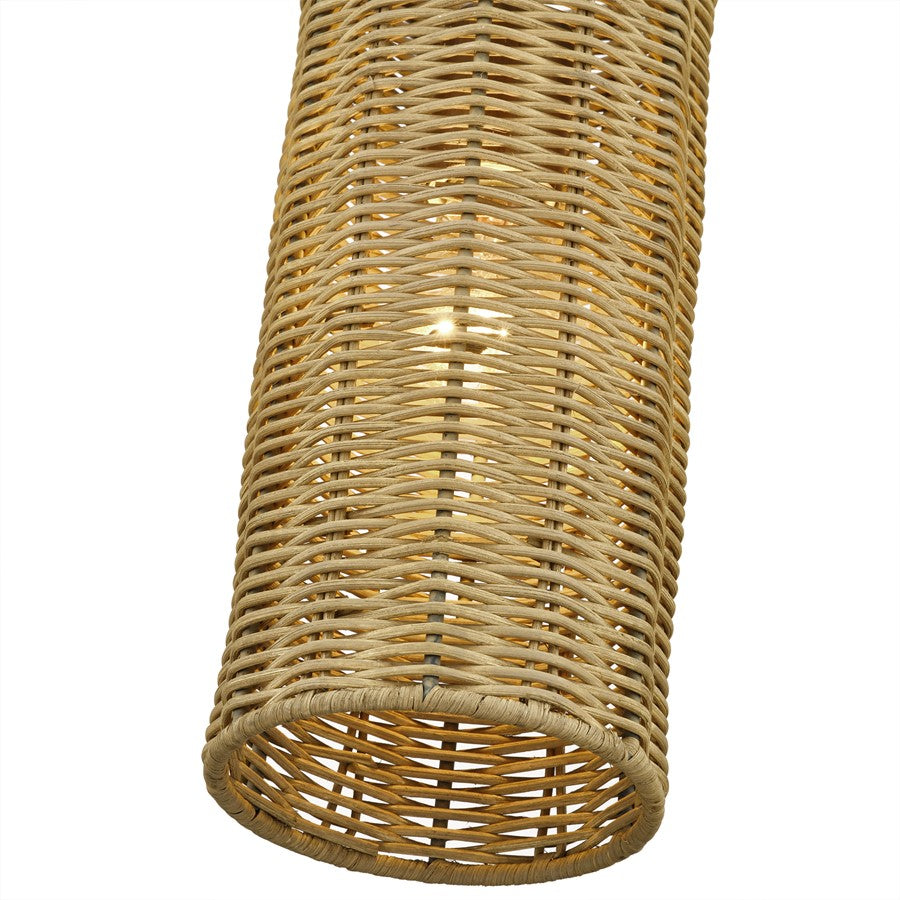 Livex Weavington 1Lt 5" Dia Mini Pendant, Gold/Rustic Walnut