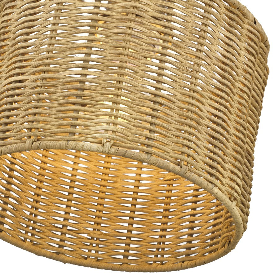 Livex Weavington 1Lt 8.5" Dia Mini Pendant, Gold/Rustic Walnut