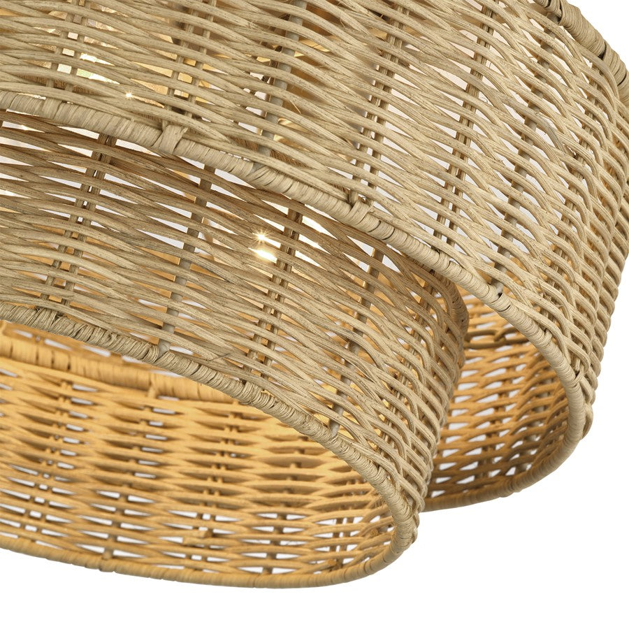 Livex Weavington 3Lt 15" Dia Semi-Flush, Gold/Rustic Walnut