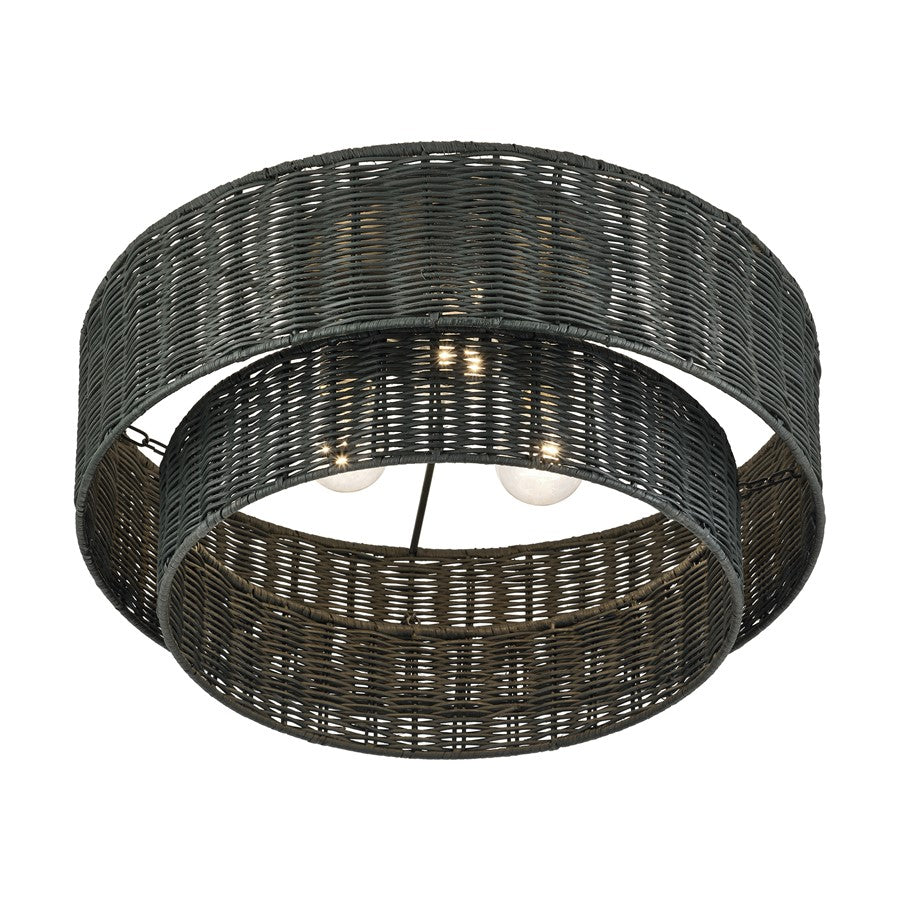 Livex Weavington 3Lt 18" Dia Semi-Flush, Black/Charred Gray