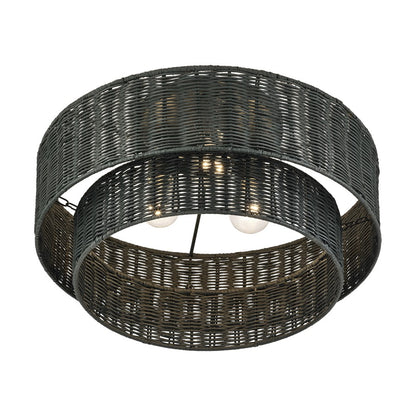 Livex Weavington 3Lt 18" Dia Semi-Flush, Black/Charred Gray