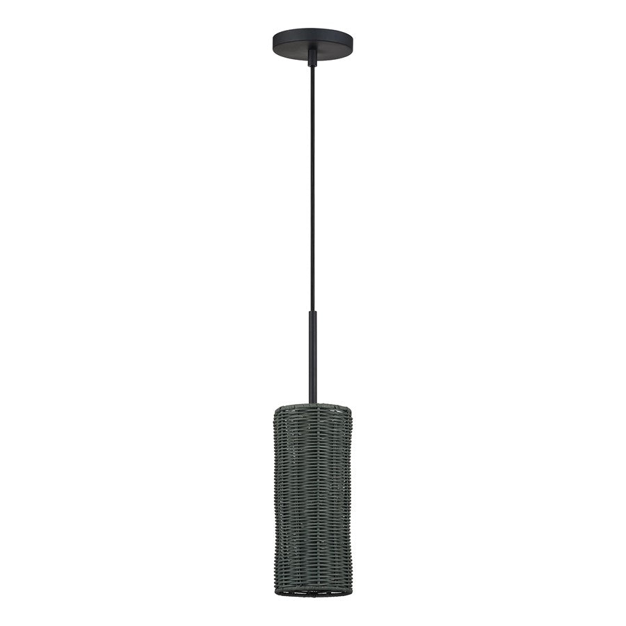 Livex Weavington 1Lt 5" Dia Mini Pendant, Black/Charred Gray