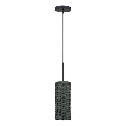 Livex Weavington 1Lt 5" Dia Mini Pendant, Black/Charred Gray