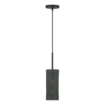 Livex Weavington 1Lt 5" Dia Mini Pendant, Black/Charred Gray