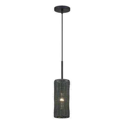 Livex Weavington 1Lt 5" Dia Mini Pendant, Black/Charred Gray
