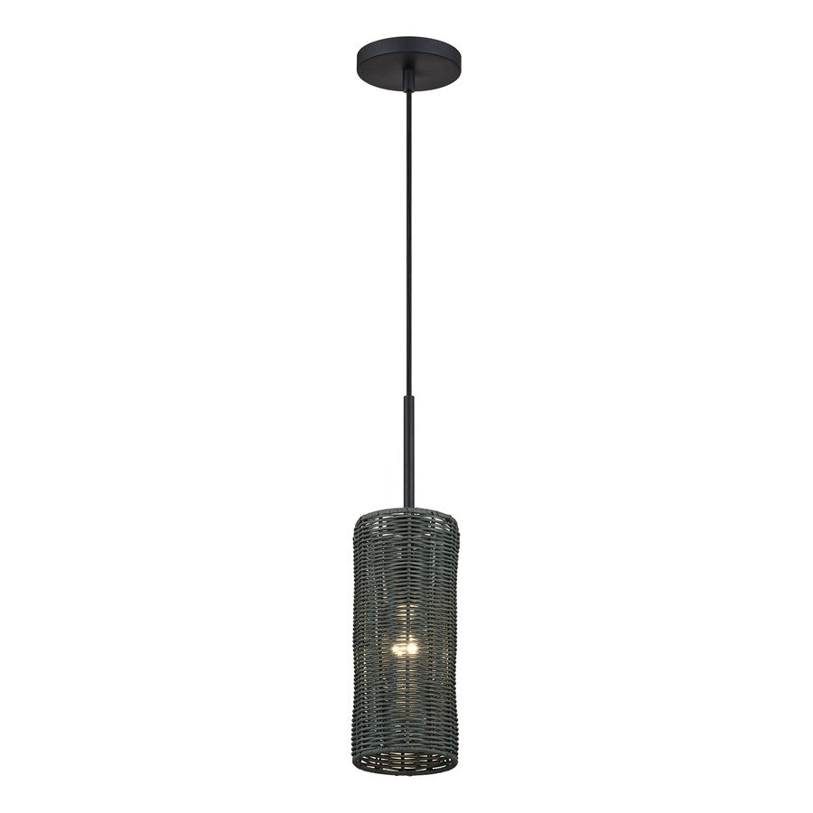 Livex Weavington 1Lt 5" Dia Mini Pendant, Black/Charred Gray