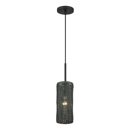 Livex Weavington 1Lt 5" Dia Mini Pendant, Black/Charred Gray