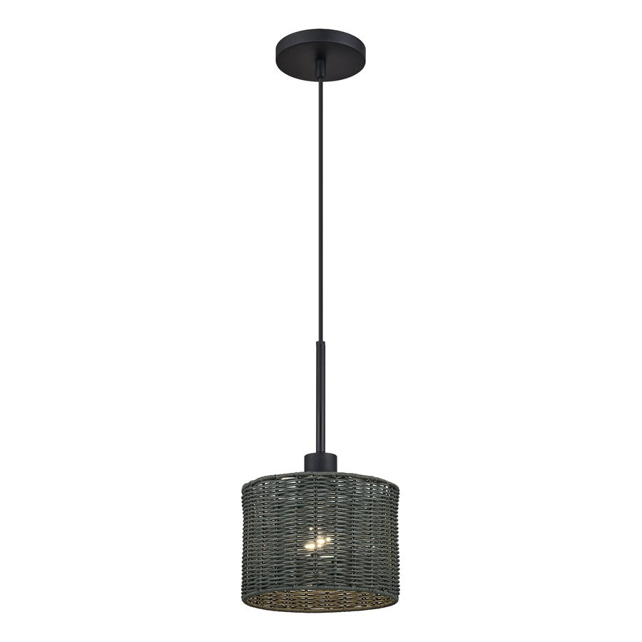 Livex Weavington 1Lt 8.5" Dia Mini Pendant, Black/Charred Gray