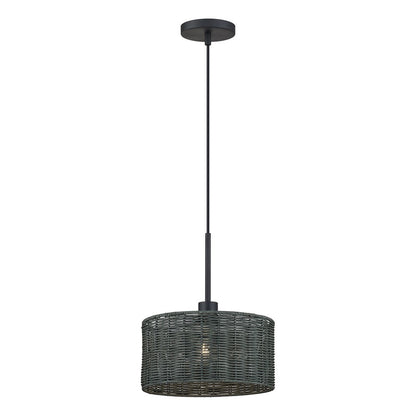Livex Weavington 1Lt Pendant, Black/Hand-Woven Charred Gray